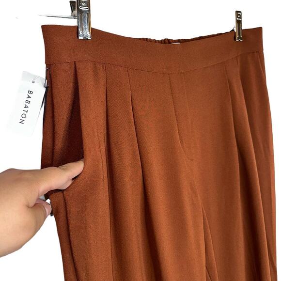 Aritzia Babaton NWT Cohen Mid Rise Slim Ankle Brown Paperbag Career Pants Size 8 - Picture 6 of 12